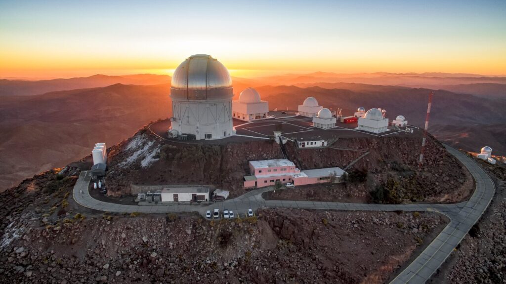 Sunset at Cerro Tololo Inter-American Observatory in Chile, taken with a DJI Phantom Pro 3 on 29 June 2019.